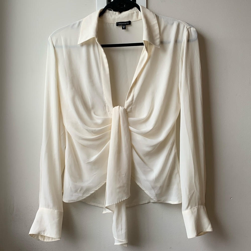Deep V-Neck Blouse - Picture 2 of 13